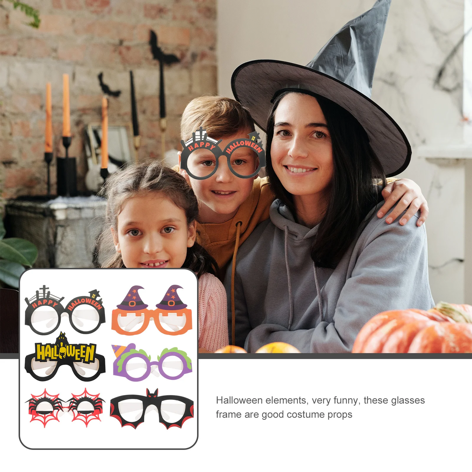 6Pcs Halloween Eyeglasses Frames for Kids Trendy Funny Glasses Props Share Fun with Family Friends Halloween Party Favors