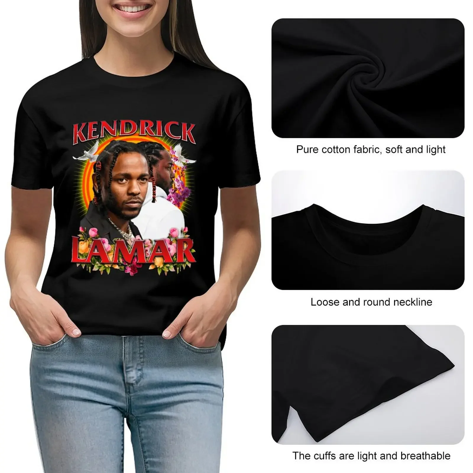 KENDRICK LAMAR VINTAGE футболка милые топы женские футболки с графикой для женщин