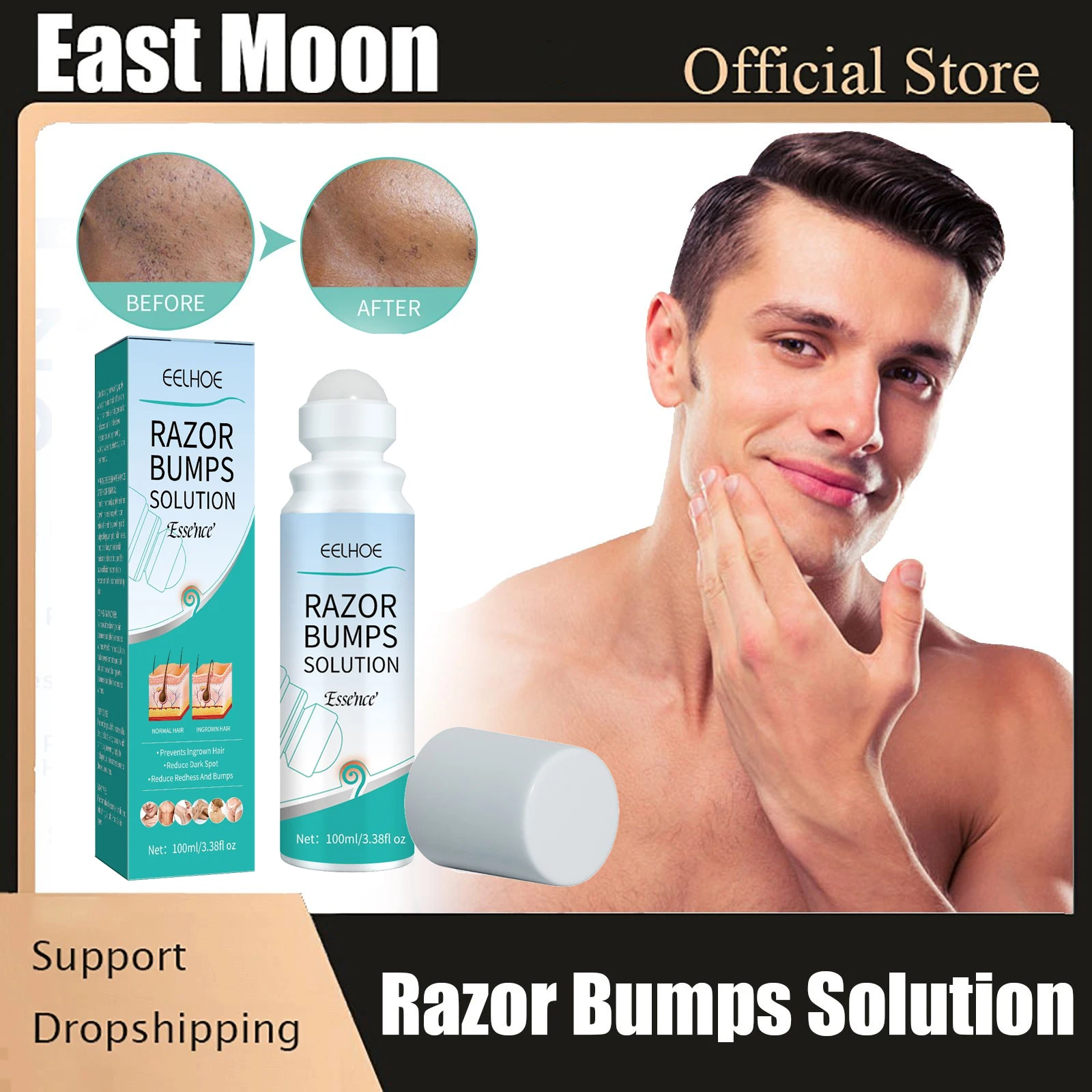 Razor Bumps Treatment Solution Essence Prevent Ingrown Hair Reduce Redness Itching Burns Moisturizing Repair Brighten Skin Care