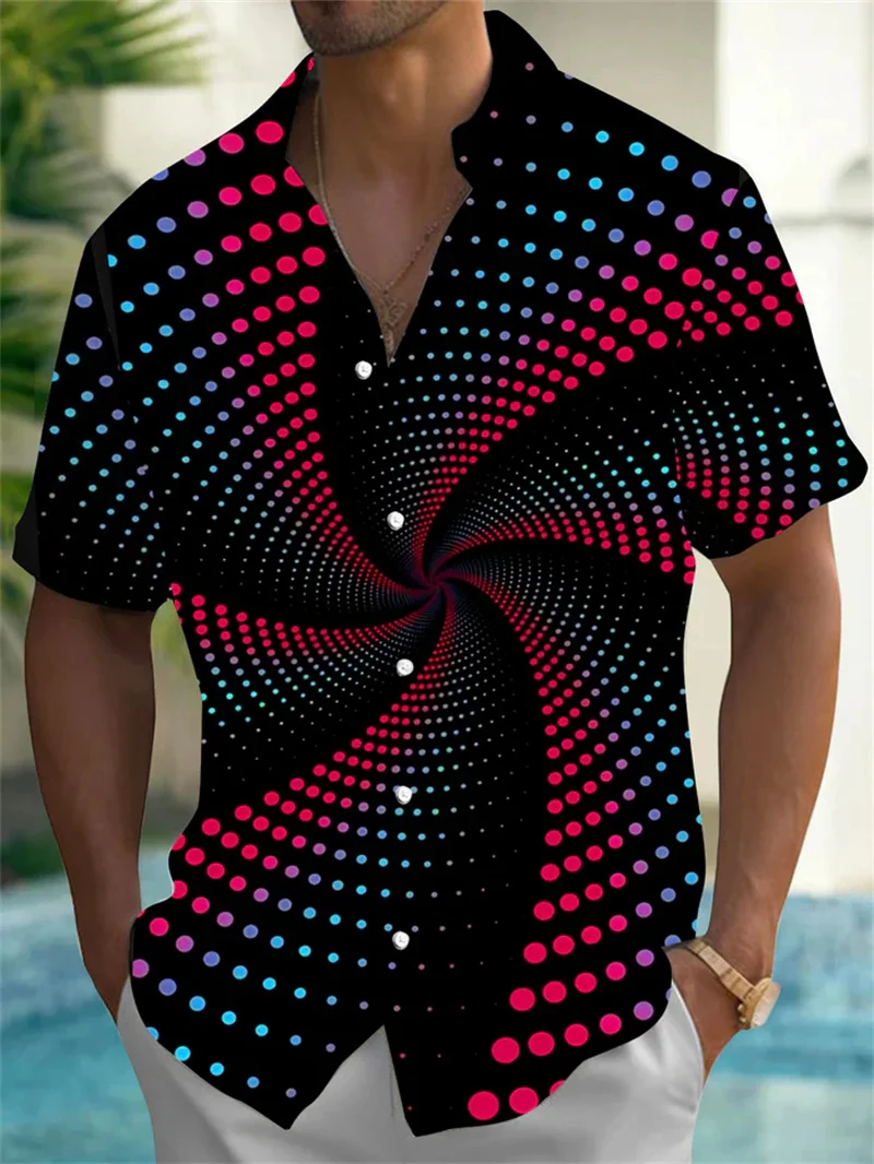 2025 New St. Patrick's Day Shirt Men's and Women's Lucky Green Clover Festival Shirt Short Sleeve Collar Casual Top