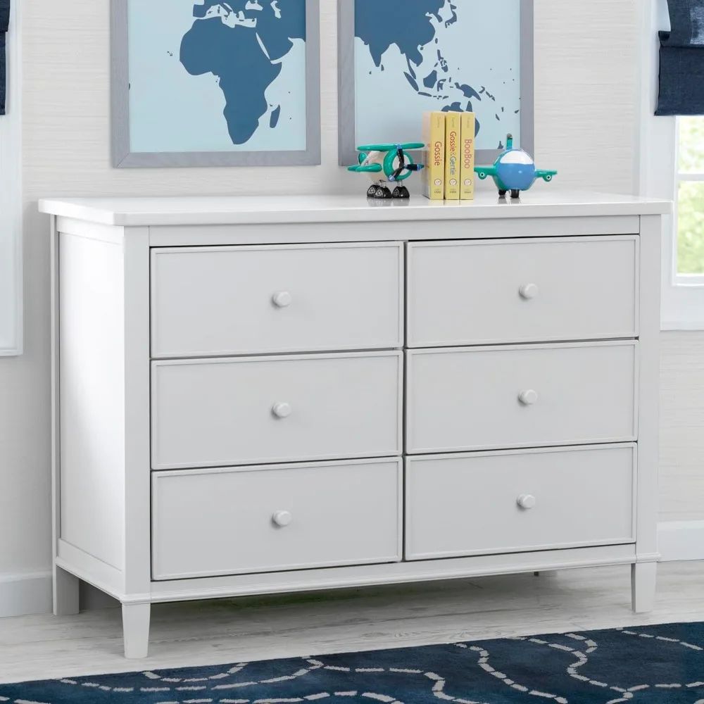 Delta Children Haven 6 Drawer Dresser with Interlocking Drawers - Greenguard Gold Certified, White