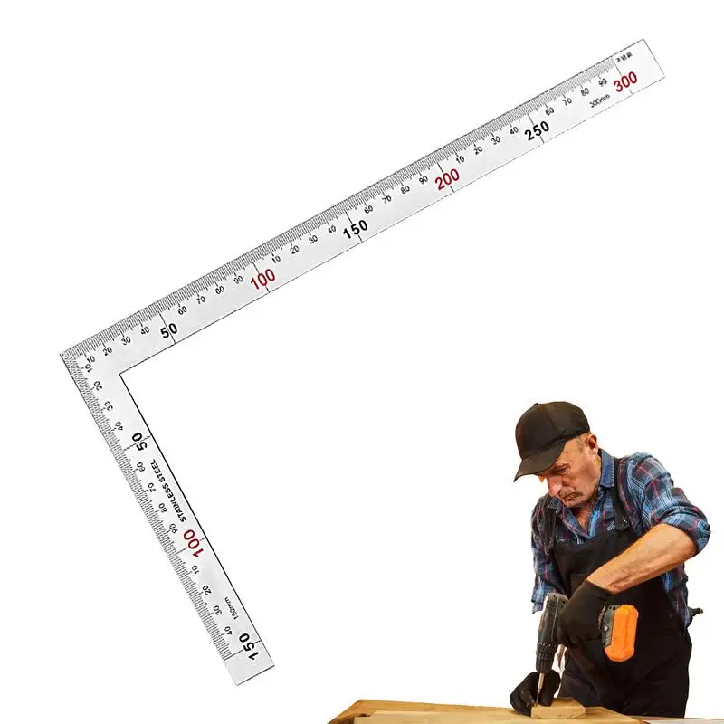 

Carpentry Square Ruler Stainless Steel Multipurpose Framing Ruler Anti-Rust Right Angle Ruler For Stair Layouts Portable Framing