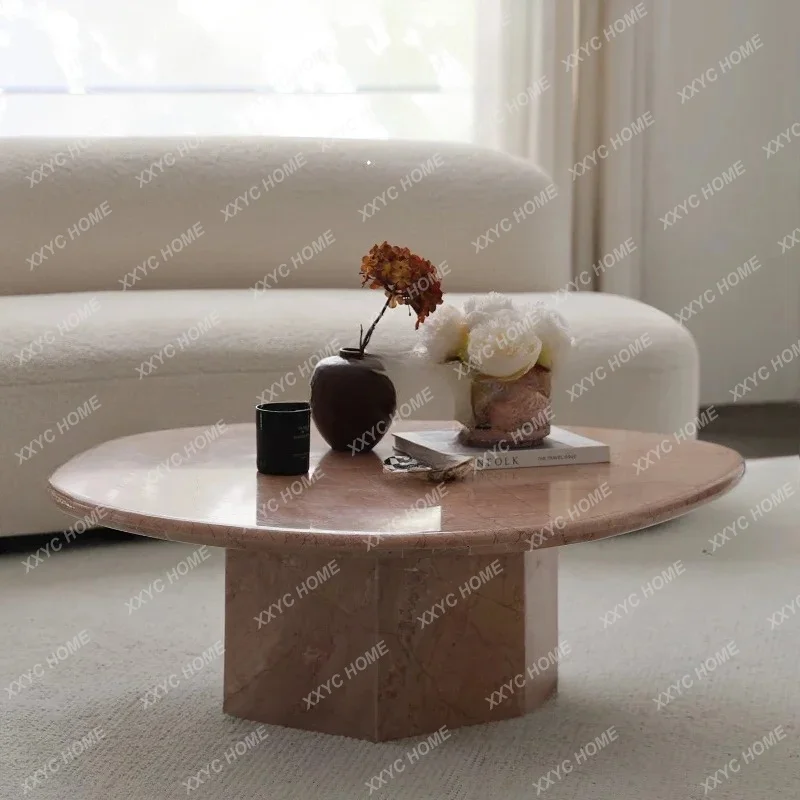 

Medieval furniture oval special-shaped pebble coffee table retro tea tableTJ