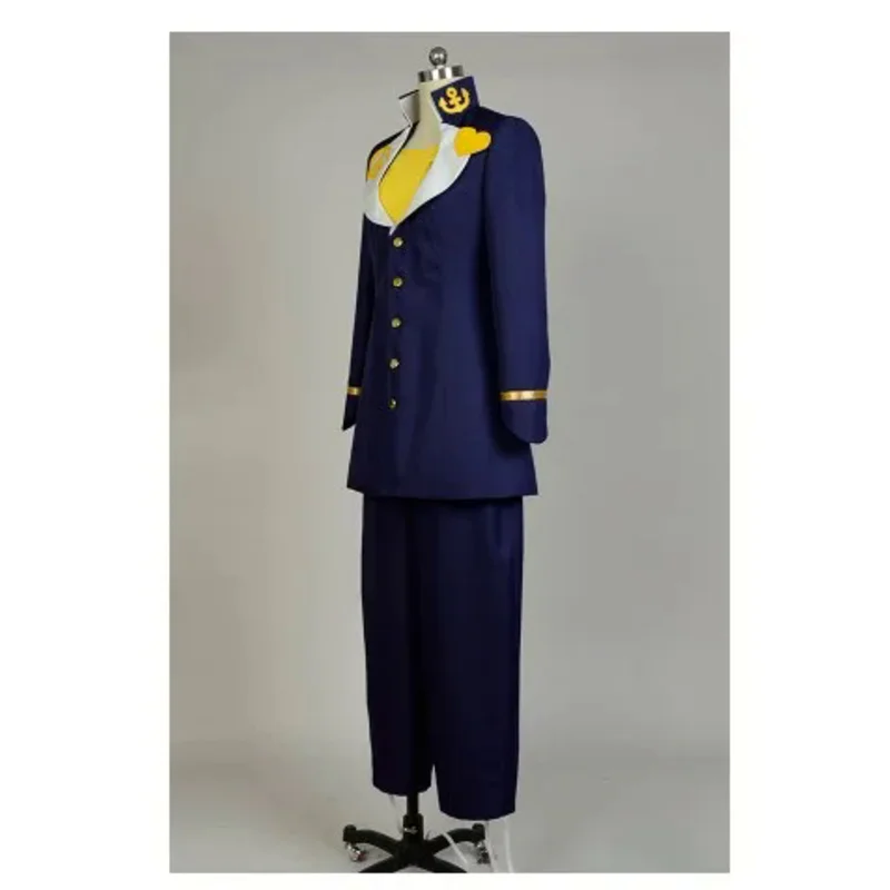 JoJo's Bizarre Adventure disfraz de Josuke Higashikata, traje azul, uniforme para fiesta, Carnaval, Halloween, peluca para hombres adultos