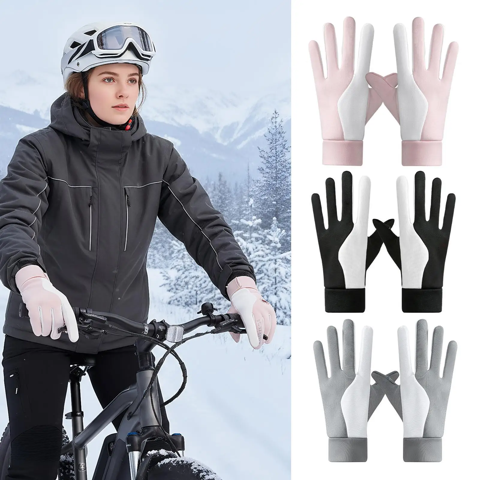 

Motorcycle Gloves Full Finger Windproof Protective Gear Touchscreen Motorbike Gloves Winter Warm Riding Gloves for Snowmobile
