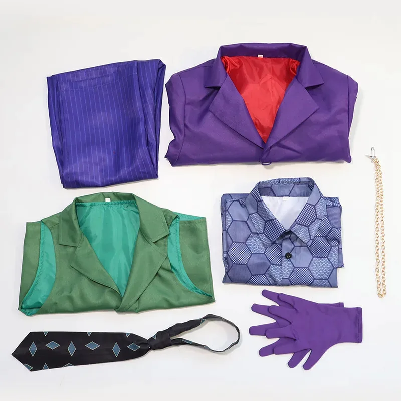 Adulto/Bambini Joker Cosplay Fantasia Film Dark Cos Knight Super Villain Uomini Ragazzi Travestimento Costume di Carnevale di Halloween Vestito Del Partito