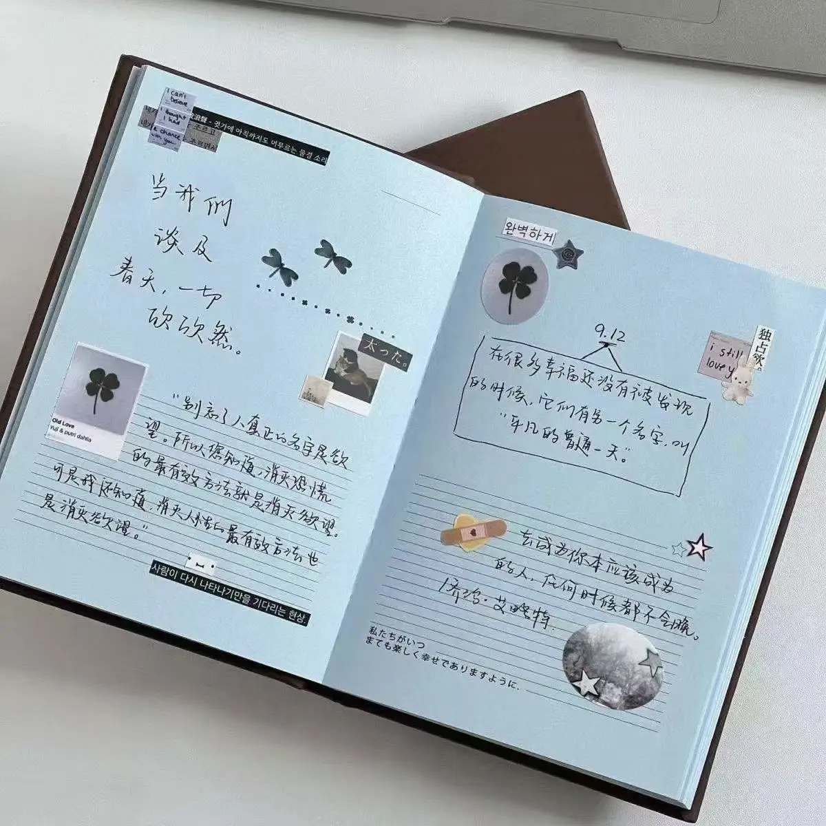 New Retro Sea Salt A6 Handbook Korean Style Simple Ins Blue Hard Shell Student Handbook Stationery Schedule Check-in Notepad Ins