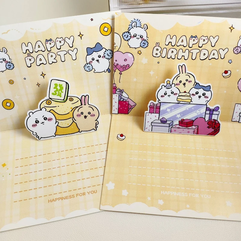 Anime Cartoon Kawaii Chiikawa Stereoscopic Greeting Card Commemorate Record Leave A Message Bless Write Decorate Clear Pattern