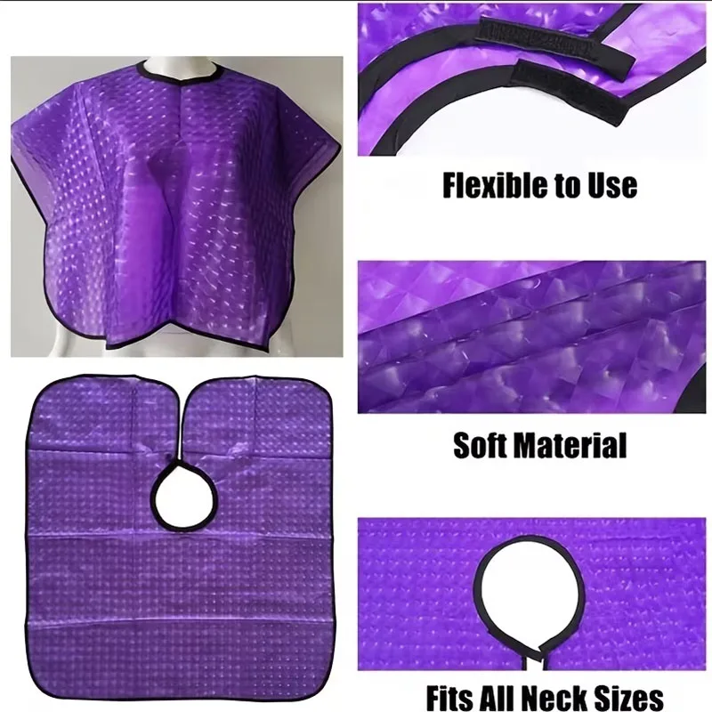 Purple 3D Diamond Hair Dye Shawl Waterproof Anti-static Hair Perming Coloring Dyeing Bib Salon Home Use Hairdressing Dyeing Cape