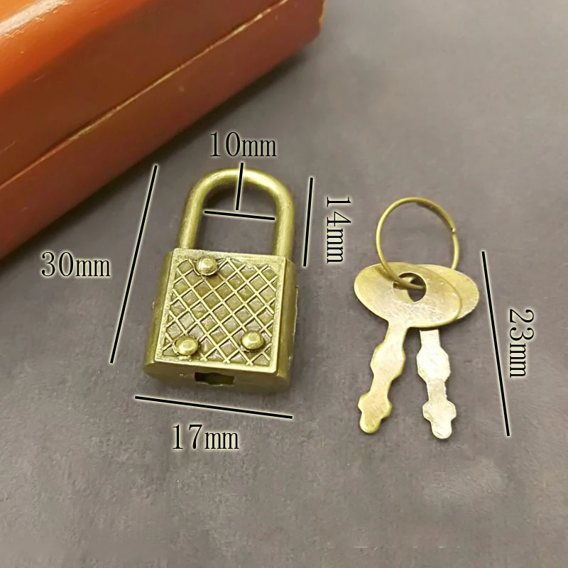 Mini Retro Padlock for Notepad Diary Small Luggage Box Lock With Keys Zinc Alloy Suitcase Locker Hardware Set