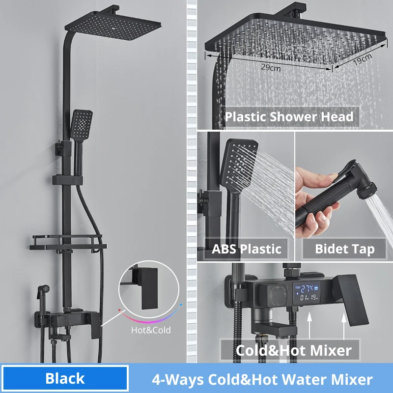 Pommeau de douche thermostatique à affichage numérique, robinet de bidet, bec de baignoire, système 