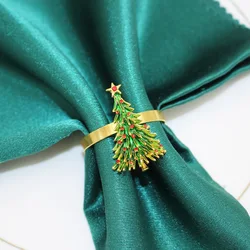 Christmas Tree Napkin Buckle, Red Diamond Napkin Ring, Paper Napkin Ring, New Cedar, 6Pcs