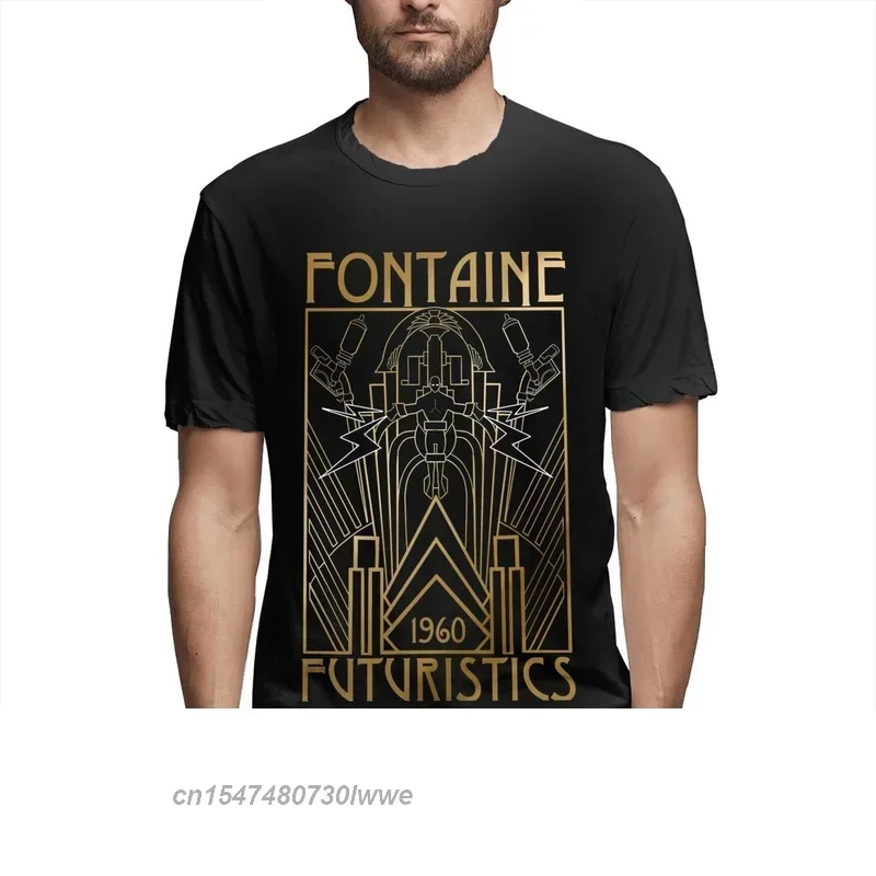 High Quality Men Bioshock Shooting Game Jack Adventure Black T-Shirt Fontaine Futuristics 100% Cotton Shirt Tees Harajuku Tshirt