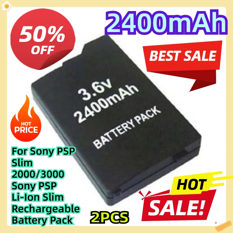 

For Sony PSP Slim 2000/3000 Sony PSP Li-Ion Slim Rechargeable Battery Pack 2pcs