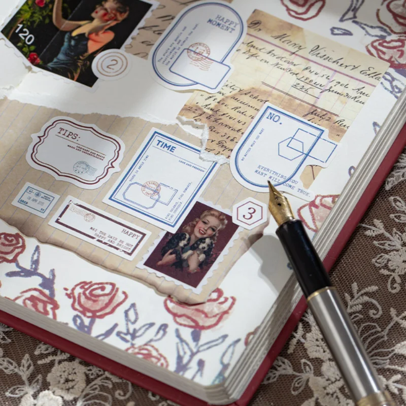 Mr. Paper 4 Style2pcs/bag Vintage English Label Sticker Creative Text Simple Hand Account Material Decorative Stationery Sticker