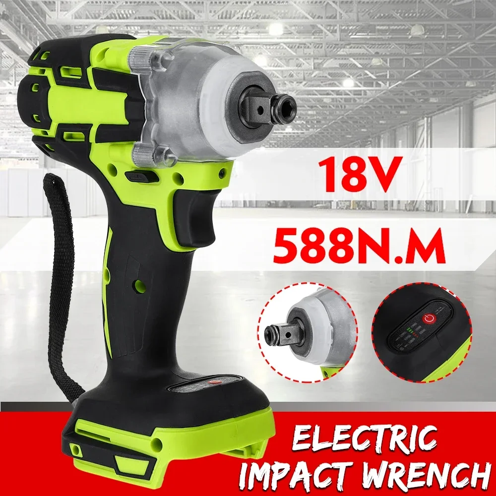 

588N.M 18V Electric Brushless Impact Wrench Rechargeable 1/2 inch Socket Wrench Power Tool Cordless for Makita 18V Battery