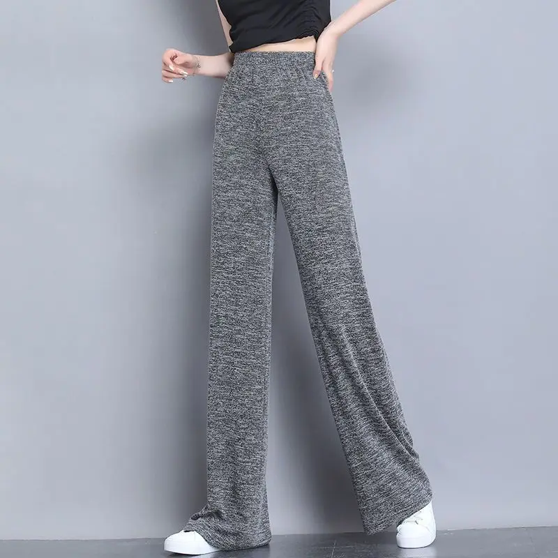 Pantalones de pierna ancha para mujer, calzas rectas, finas e informales, combinan con todo, Color sólido, talla grande, tendencia Vintage, novedad