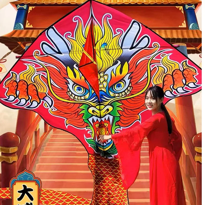 Kite pastagem kite brisa para voar crianças adulto grande dragão cauda longa pipas corda gingham diversão ao ar livre brinquedos esportivos conjunto