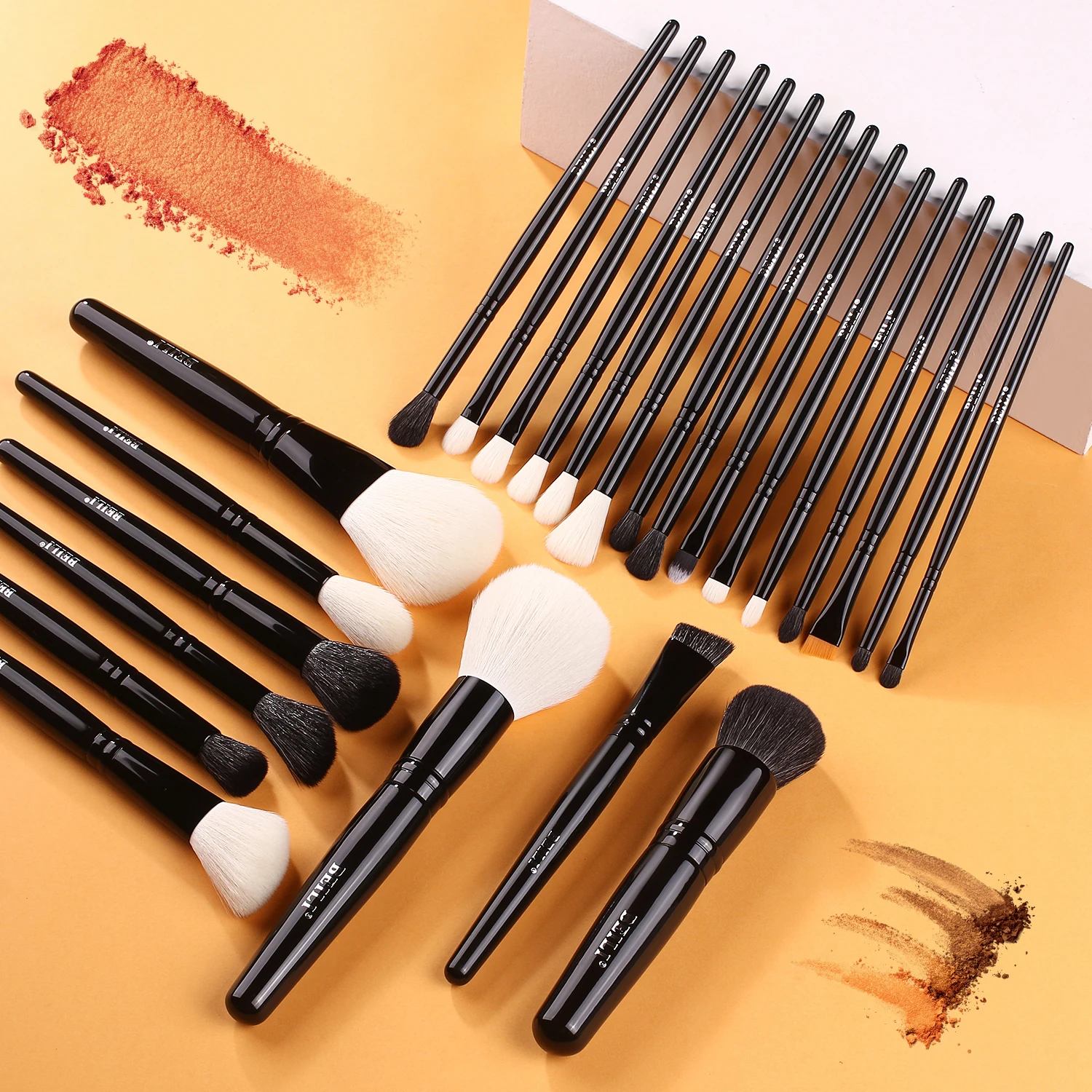 BEILI Professional Black Makeup Brushes for Foundation Loose Powder Blush Highlight Eyebrow Eyeliner Blending Cosmetic Brush Set