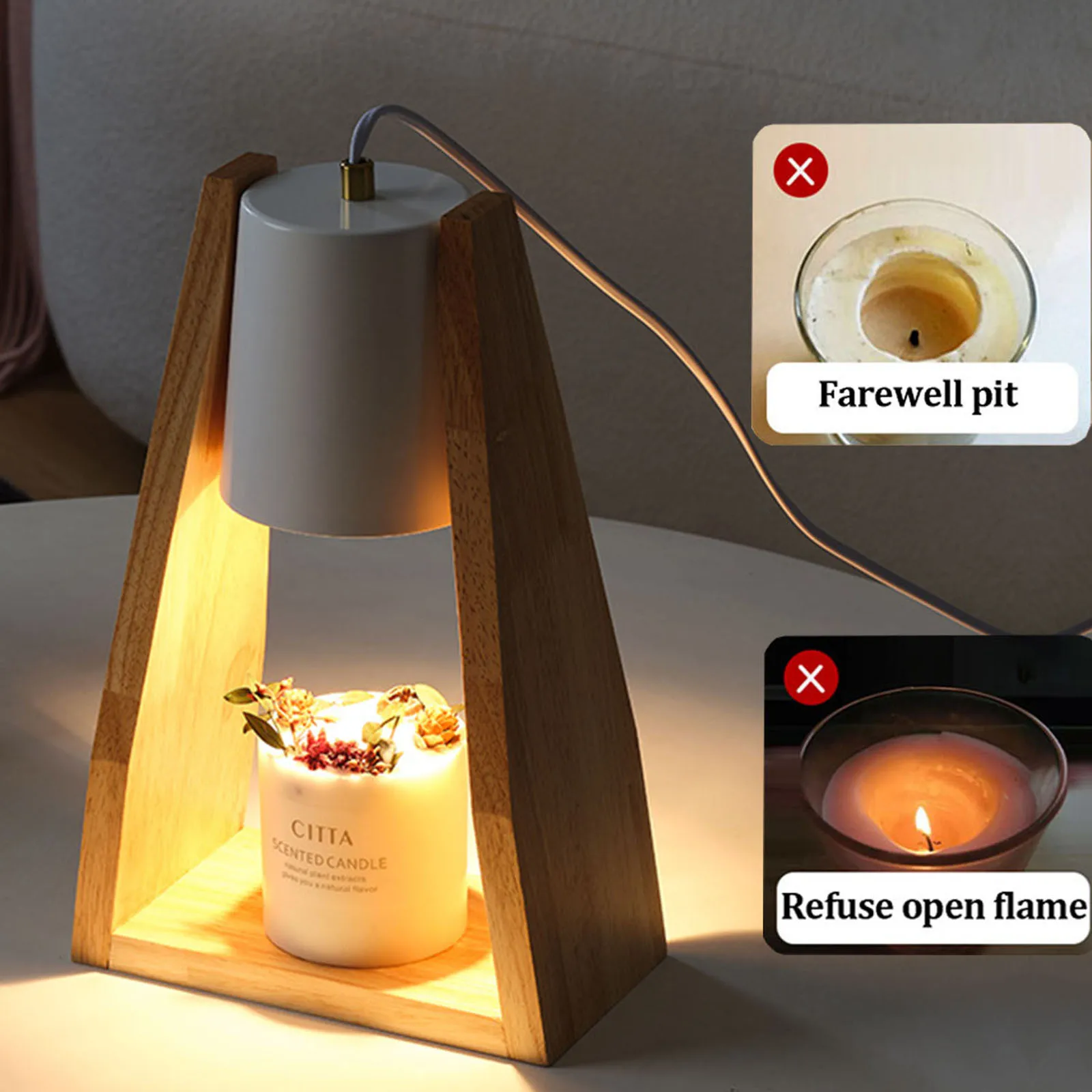 dimmable metal top vela aquecedor com temporizador jar velas compativel com lampadas 01