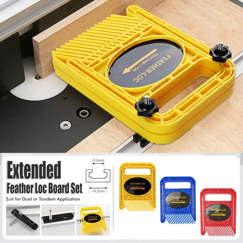 Woodworking saw table safety extended feather board set multi-purpose double feather board oblique groove