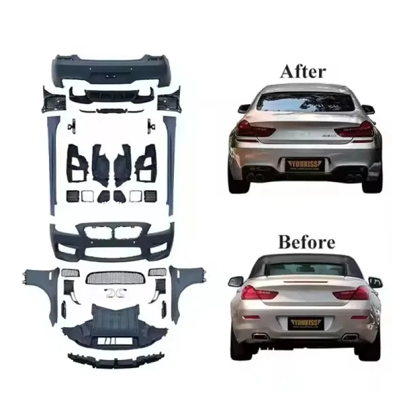 For 6 Series F12 F13 Modified Bodykit New Upgrade M6 Style Rear Bumper Front Bumper Fenders Side Skirts Diffuser Exhaustpipe