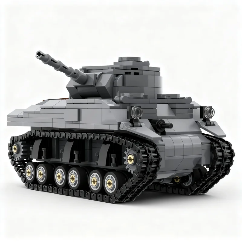 590pcs MOC Creator WW2 M4 Sherman Tank Model Christmas Gift Collectible Tabletop Ornament And Room Decoration