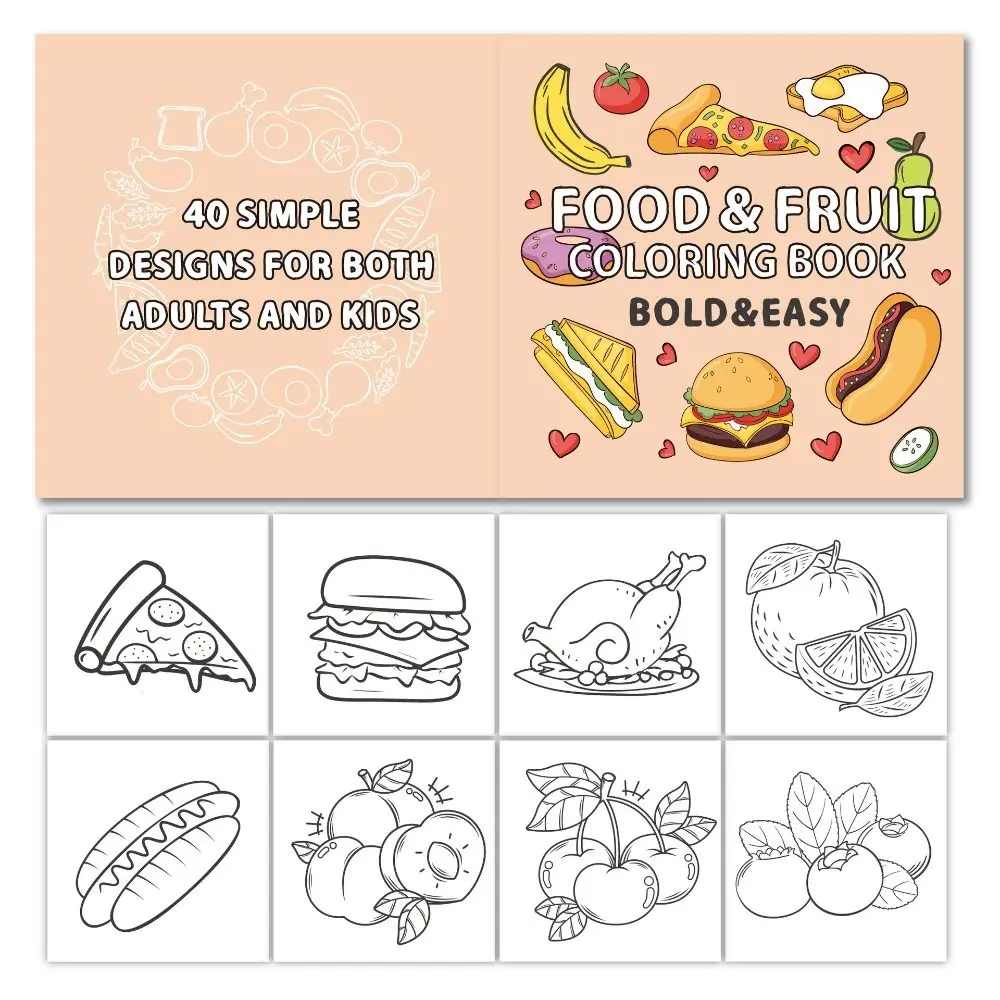 

Funny Mini Food Fruit Coloring Book Creative Educational Watercolor Painting Book DIY Pocket Filling Color Book Toddler