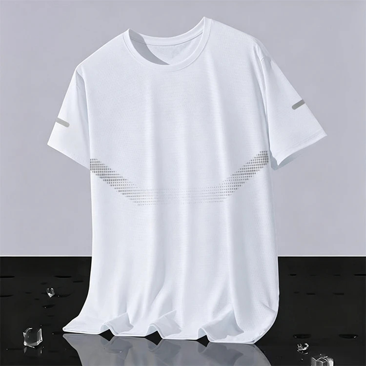 Neue Ice Silk Laufshirts für Herren, lockeres Kurzarm-Oberteil, Basketball-Gym-Sportbekleidung für Männer, Fitness-Workout, atmungsaktives Mesh-T-Shirt – Detail 15