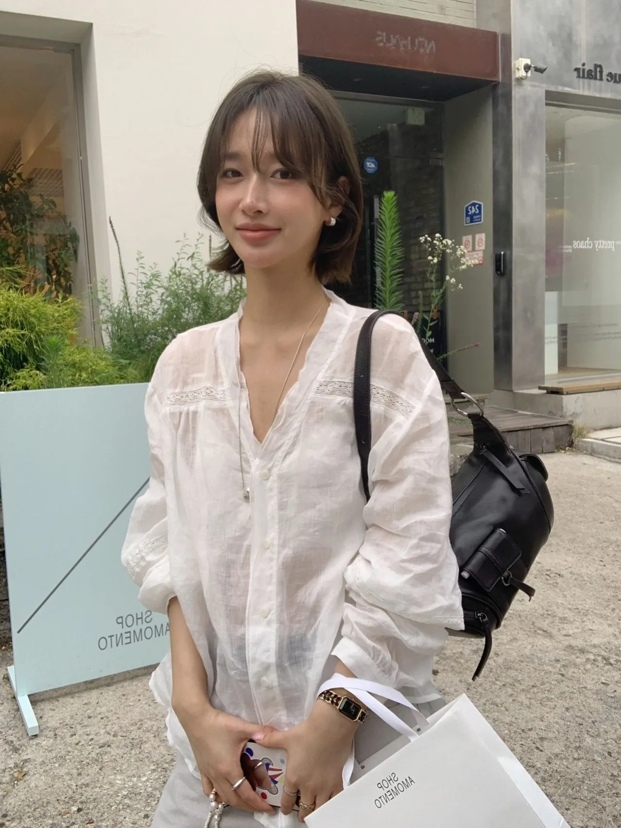 

Lace Hollow out Hook Flower Long Sleeve Shirt Women's Early Autumn New Loose Versatile Female Style Commute Style Inner Wear