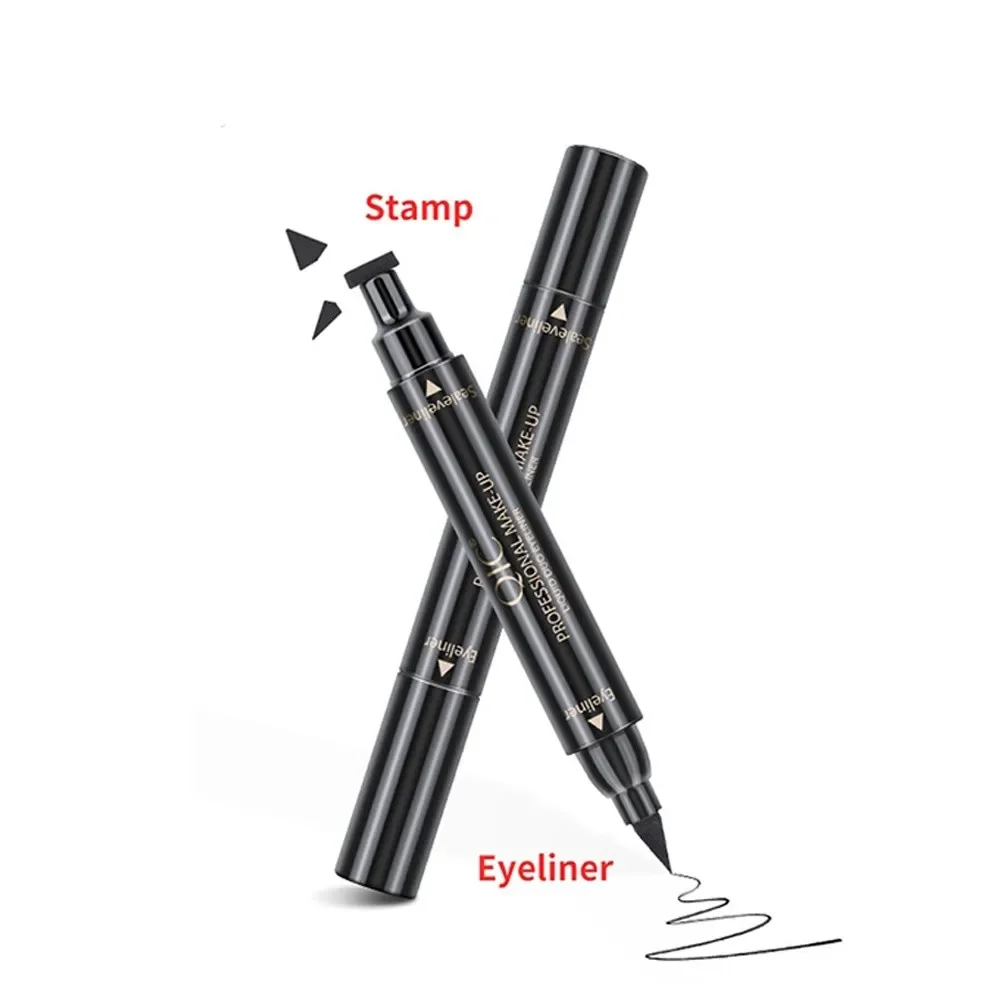 Lápiz Delineador de ojos resistente al agua con sello de maquillaje de ojos de doble punta de larga duración corazón pentagrama Luna flor en forma de ceja elegante y Mak