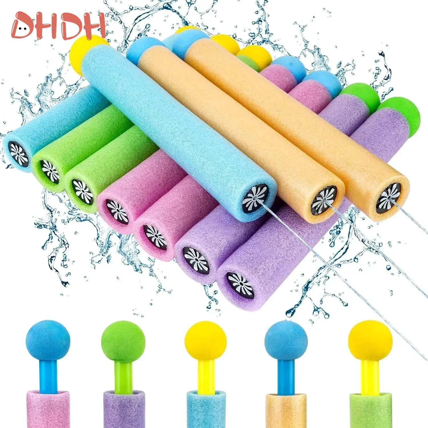 Zestaw pistoletów na wodę dla dzieci 5/10 szt. – Pistolet na pianę i bąbelki z odłączaną dyszą, letnie zabawki na plażę i basen do zabawy na świeżym powietrzu