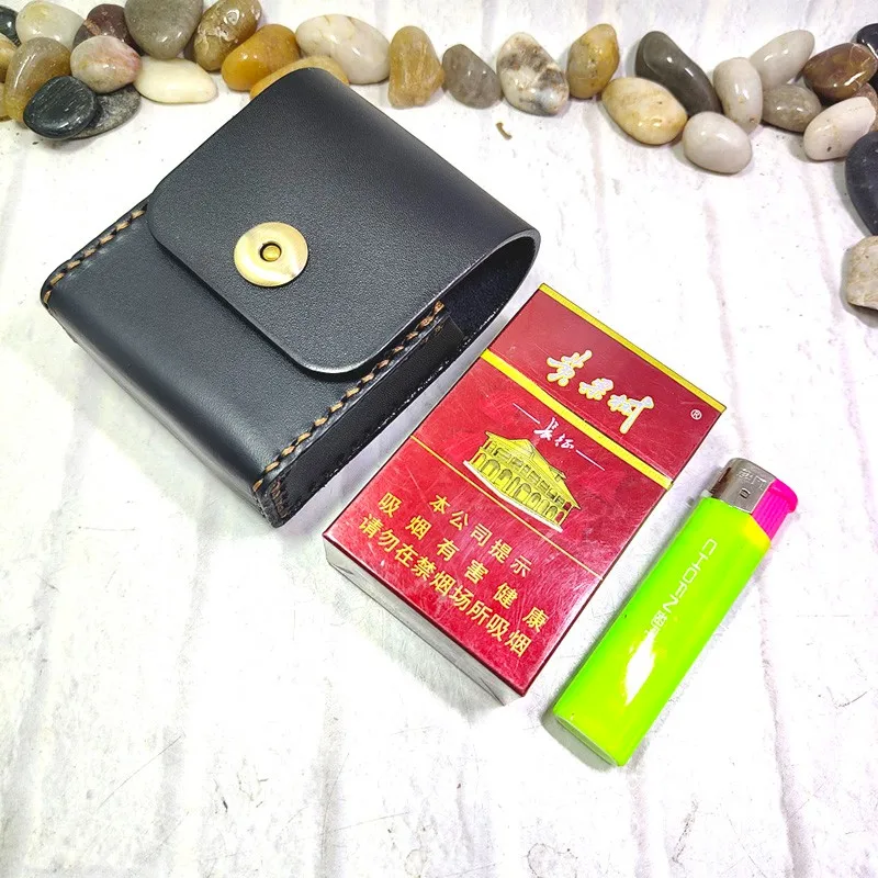 Blongk Hand-made Cigarette Case Waist Bag Leather Sheath Lighter Holster Belt Pack Men PD-XY image 4