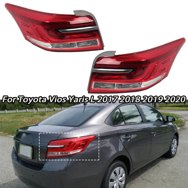 For Car Rear Bumper Light Tail Light Cover For Toyota Vios Yaris L 2017 2018 2019 2020 Car Brake Lamp Brake Light Housing