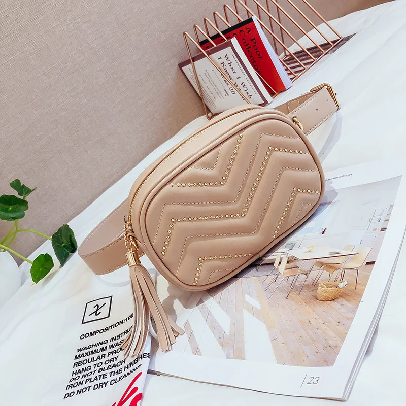 

Ladies bags 2023 new Korean version of the waist tassel pendant shoulder pu crossbody on belt women hands