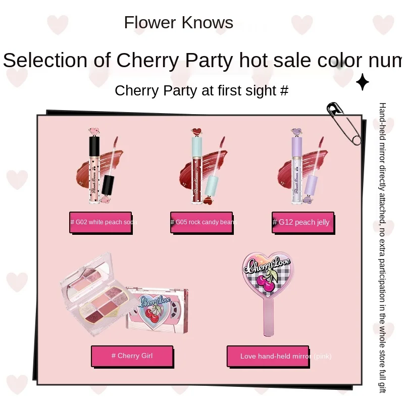 TT Flower Knows Cherry Water Light Lip Lacquer Eye Shadow Makeup Set Holiday Gift