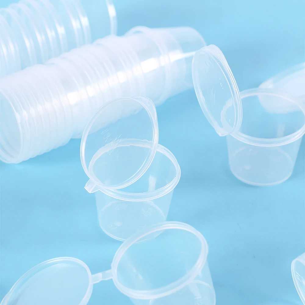 20Pcs Disposable Sauce Cup 25ml Portion Cups with Lids Souffle Sampling Cups Transparent Storage Container