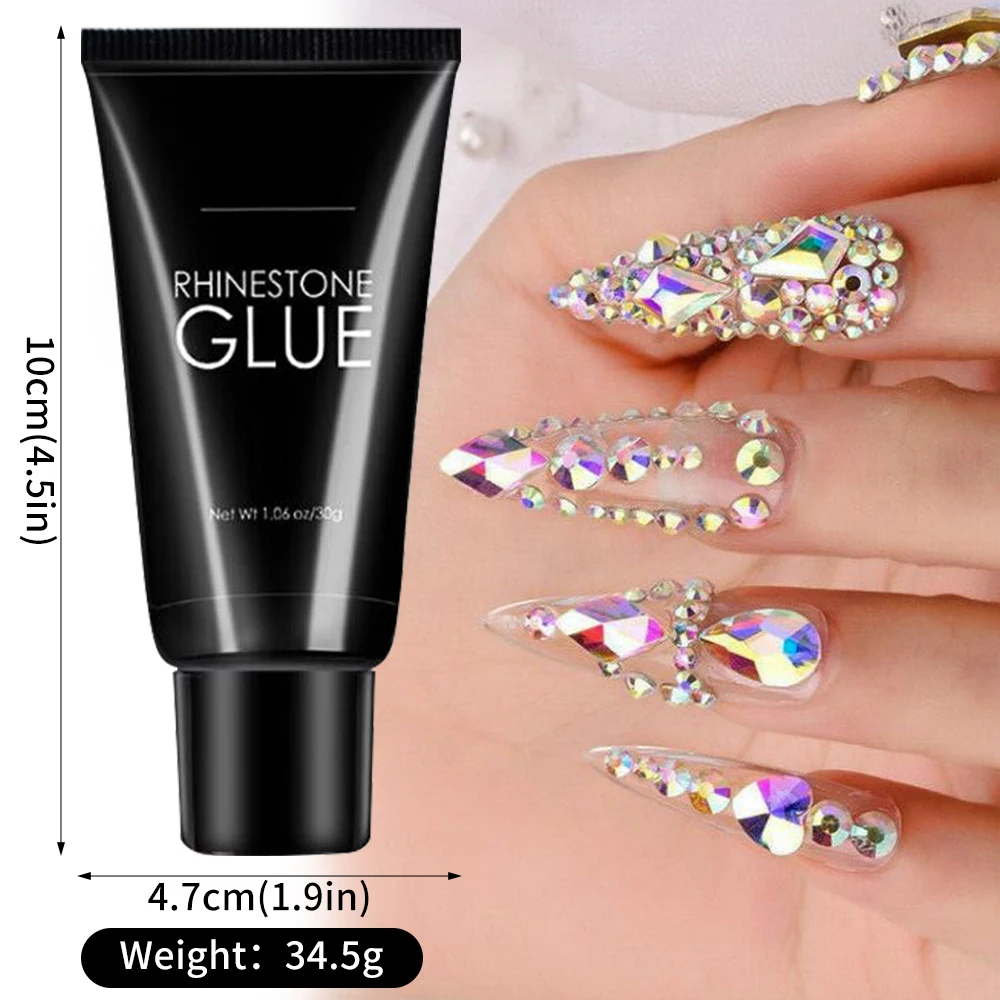 Gel Adhésif Super Bain pour Nail Art, Colle Professionnelle, Strass, Gemme, Bijoux, Clip, Diamants, Charmes, DIY, 30g