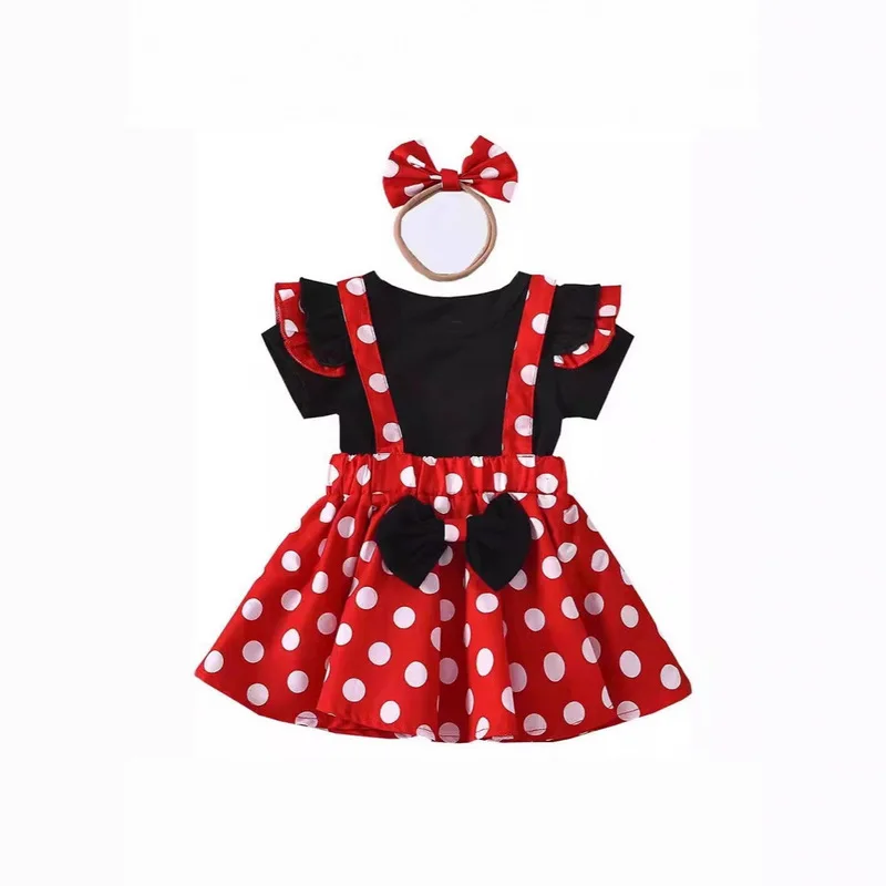Girls' princess dress, cute polka dot tulle dress, Christmas girl dress, stylish short dress, three-piece set