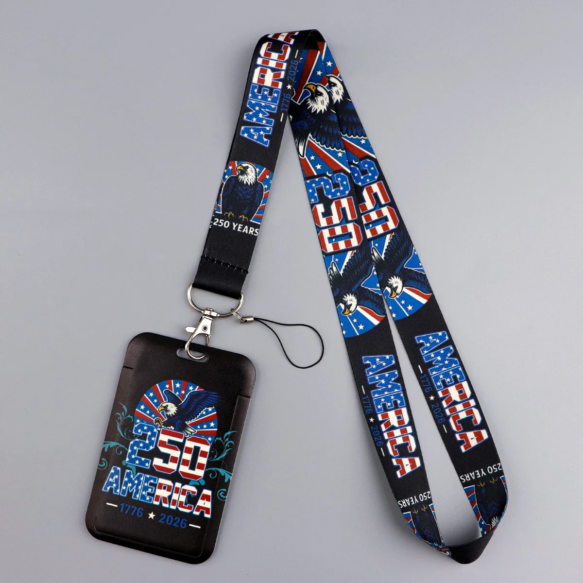 American Flag Pattern Lanyard For Keys Credential Holders US 250th Neck Straps Badge Holder Keychain Keyrings Accessories Gifts