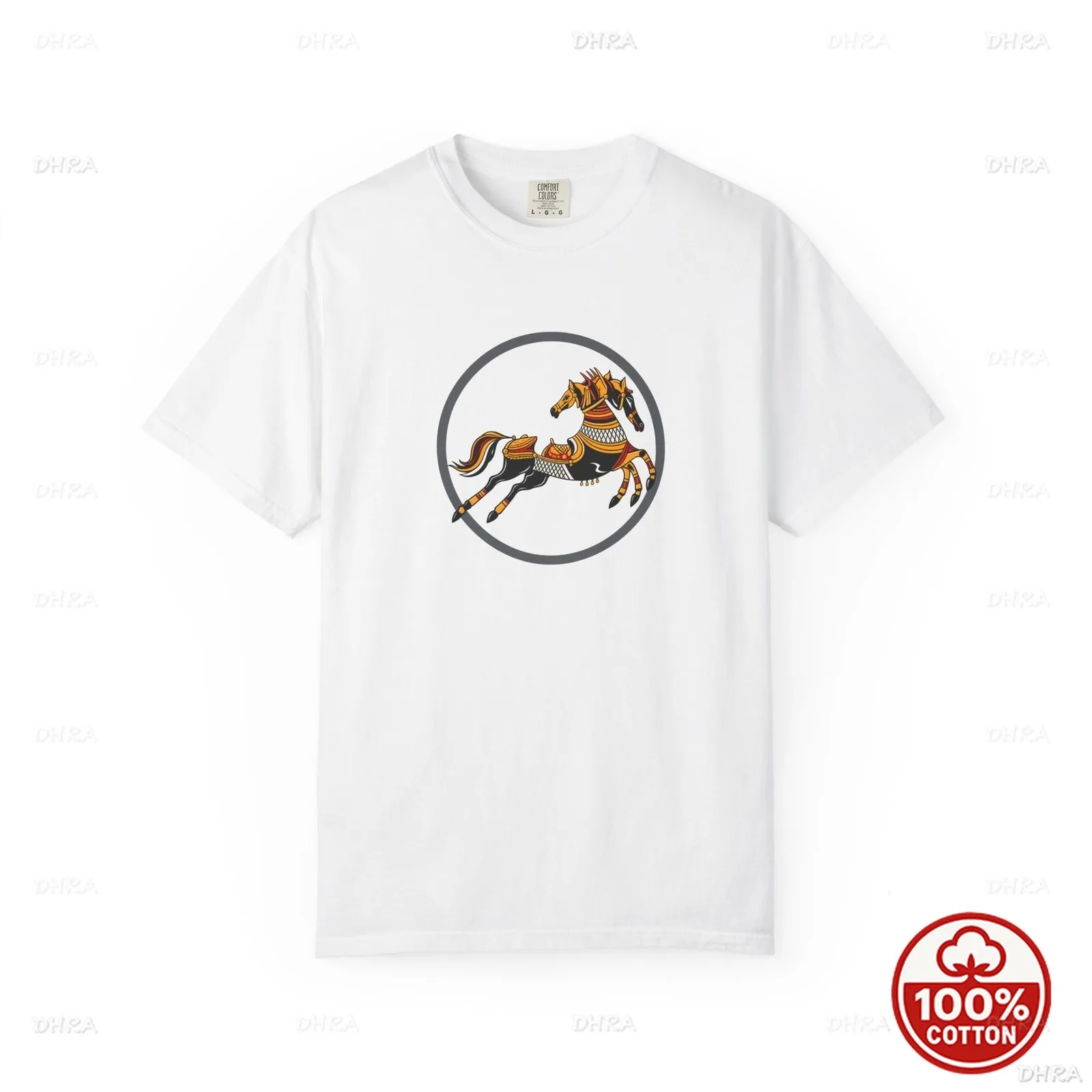 Running Horse Geometric T-Shirt – Minimalist Animal Graphic Tee, Brown Galloping Stallion Unisex Cotton Top