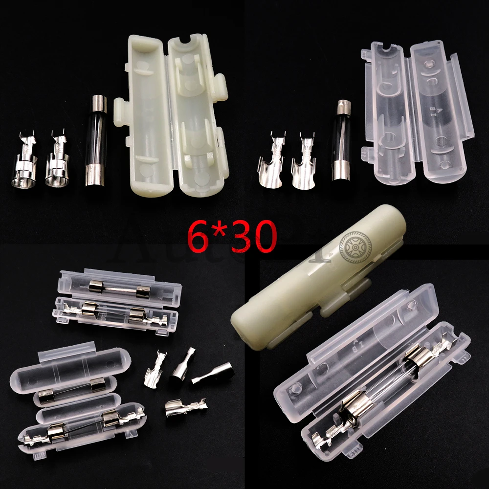 1 Set BX3013 BX3013A DJ90024 DJ90025 Flip Type Fuses Box Fuse Plug With Terminal 6*30MM 6x30mm Double Glass Tube AC Assembly