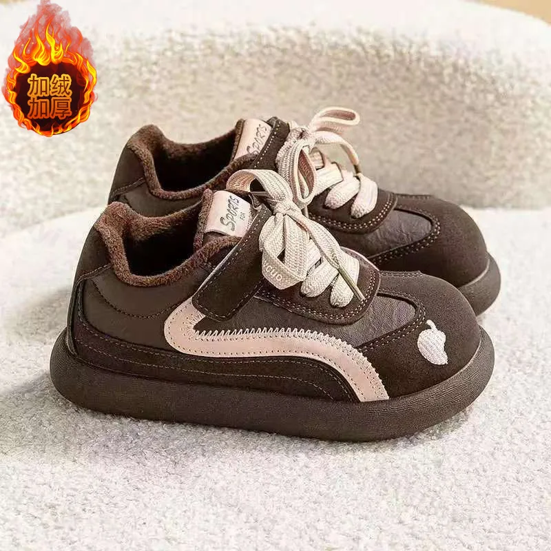 

Children's Casual Cotton Shoes Winter Spring 2025 New Boys Girls Retro Sports Shoes Kids Non-Slip Warm Plush Fashion Sneakers