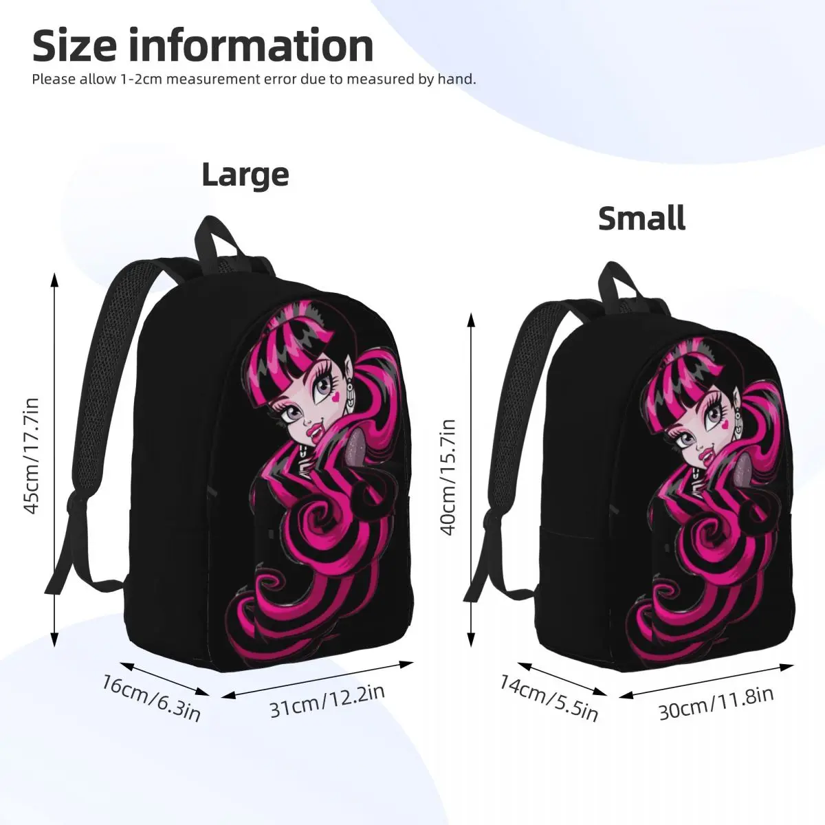 Draculaura Monster High for Teens Student School Bookbag Daypack Middle High College Outdoor