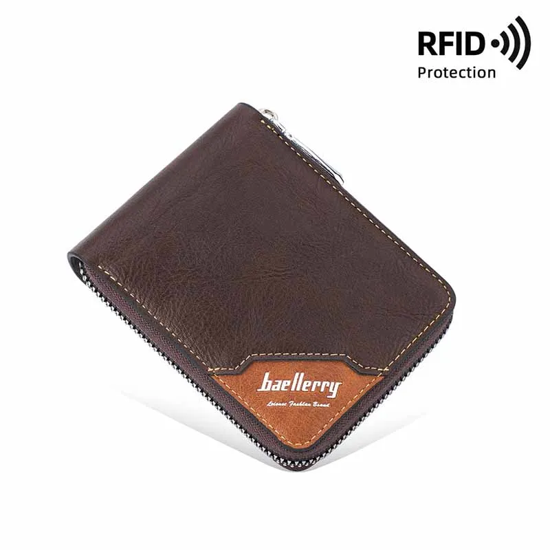 

2025 Men Business Multi-functional Short Wallet European American Man Fashion Coin Purse Zipper Vintage Leather Wallet Holders