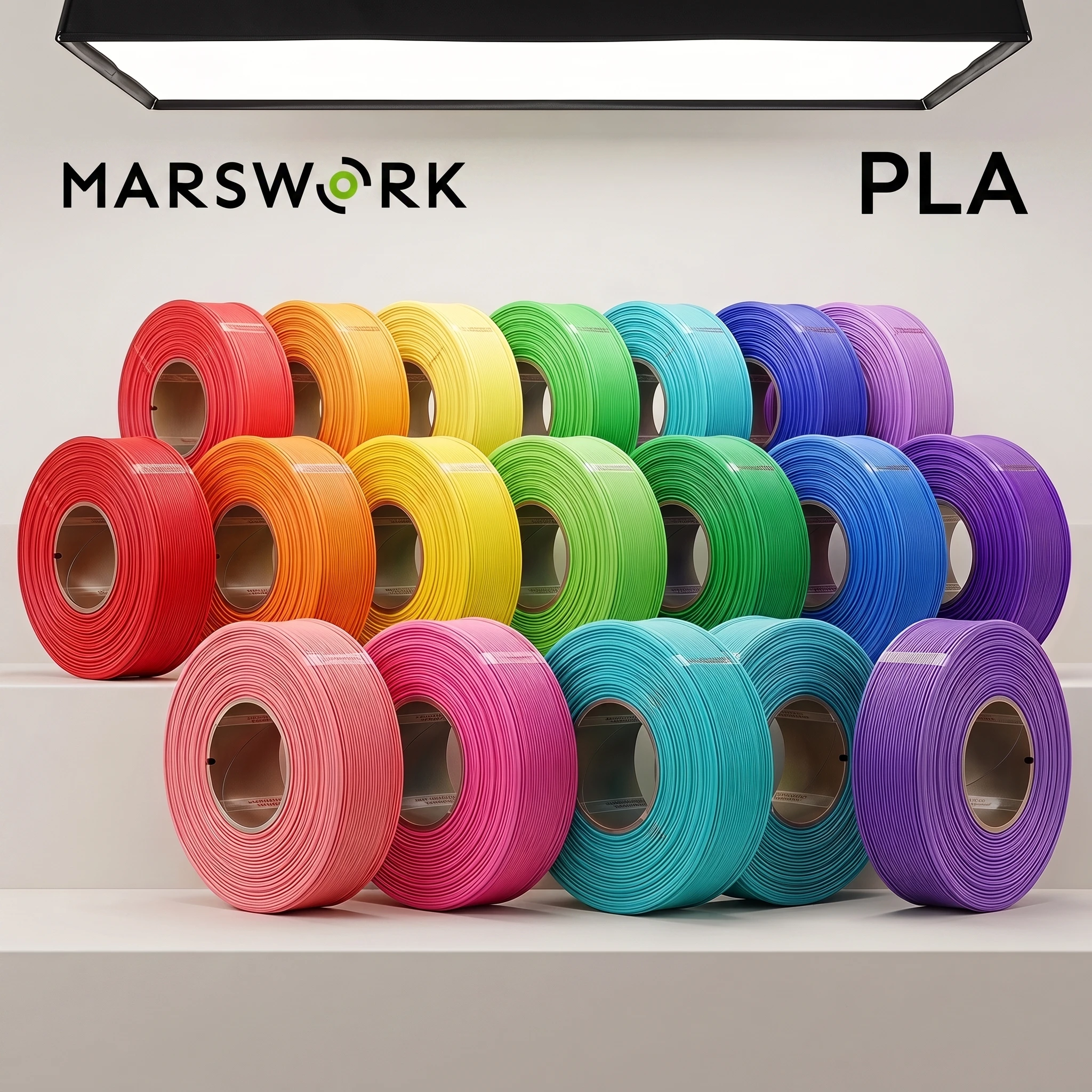 MarsWork PLA Basic Filament 2kg1.75mm Refill for Reusable Spool AMS Compatible with Color Swatch for Bambu Lab 3D Printers