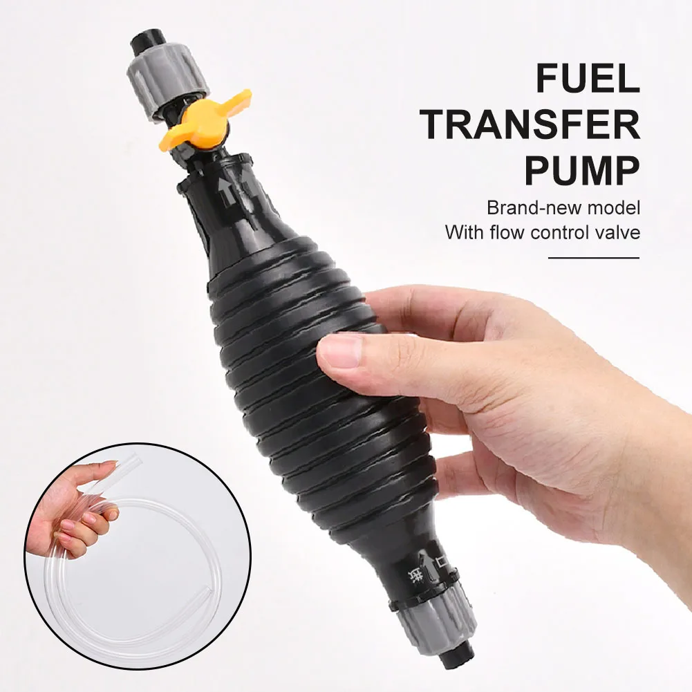 

Fuel Transfer Pump with Flow Switch Valve Manual Siphon Pump with 1m 18mm Hose Universal Oil Pump Liquid Sucker Extraction Pump