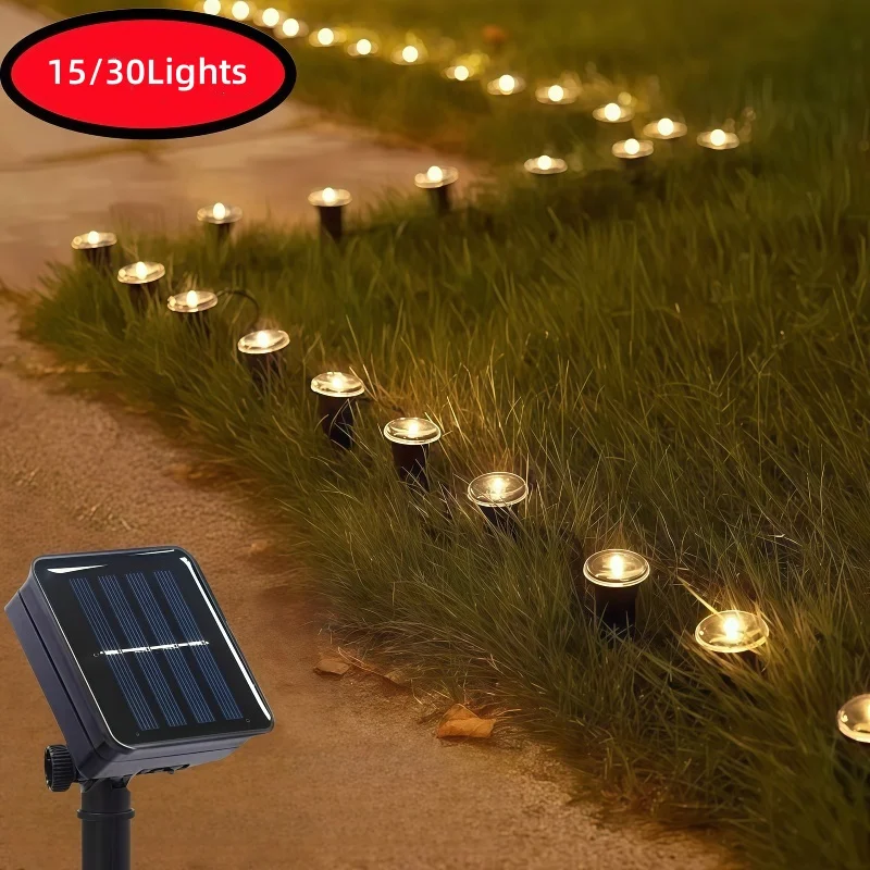 

15/30 светодиодных солнечных фонарей для открытого сада - дорожные фонари на солнечной энергии для дорожек, дворов и газонов, водонепроницаемые фонари для земляных кольев