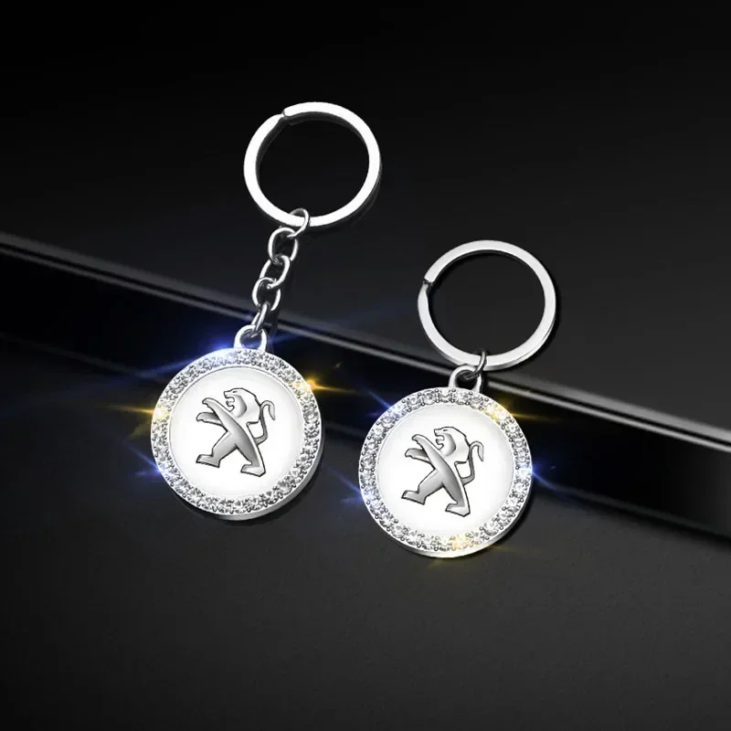 Diamond Car Key Chain Key Rings Holder Pendant for Peugeot 407 206 106 107 108 307 308 406 408 208 301 3008 2008 208XS