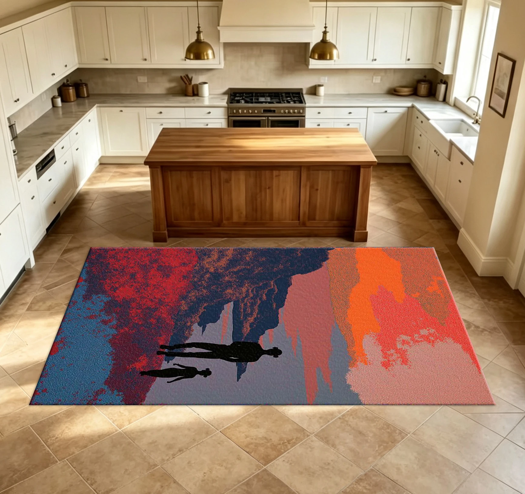 Abstract Parent-Child Silhouette Landscape Carpet Floor Modern Art Decorative Floor Decorations
